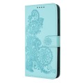 For iPhone 11 Pro Datura Flower Embossed Flip Leather Phone Case(Light blue)