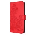 For iPhone 12 Pro Max Datura Flower Embossed Flip Leather Phone Case(Red)