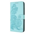 For iPhone 13 mini Datura Flower Embossed Flip Leather Phone Case(Light blue)