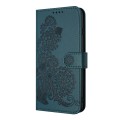 For iPhone 13 mini Datura Flower Embossed Flip Leather Phone Case(Dark Green)