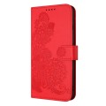 For iPhone 13 mini Datura Flower Embossed Flip Leather Phone Case(Red)