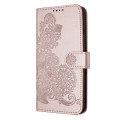 For iPhone 13 mini Datura Flower Embossed Flip Leather Phone Case(Rose Gold)