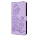 For iPhone 14 Plus Datura Flower Embossed Flip Leather Phone Case(Purple)