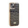For iPhone 15 Pro Fierre Shann Crocodile Texture Electroplating PU Phone Case(Black)
