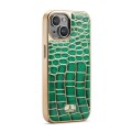 For iPhone 15 Pro Fierre Shann Crocodile Texture Electroplating PU Phone Case(Green)