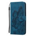 For iPhone 15 Pro Max Retro Skin Feel Butterflies Embossing Leather Phone Case(Blue)
