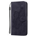 For iPhone 15 Pro Max Retro Skin Feel Butterflies Embossing Leather Phone Case(Black)