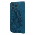 For iPhone 15 Pro Retro Skin Feel Butterflies Embossing Leather Phone Case(Blue)