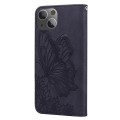 For iPhone 15 Plus Retro Skin Feel Butterflies Embossing Leather Phone Case(Black)
