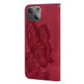 For iPhone 15 Retro Skin Feel Butterflies Embossing Leather Phone Case(Red)