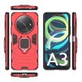 For Xiaomi Redmi A3 4G Shockproof PC + TPU Holder Phone Case(Red)