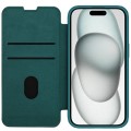 For iPhone 15 NILLKIN QIN Series Pro Plain Leather Phone Case(Green)