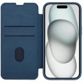 For iPhone 15 NILLKIN QIN Series Pro Fabric Textured Leather Phone Case(Blue)