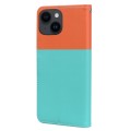 For iPhone 14 Plus Cute Pet Series Color Block Buckle Leather Phone Case(Sky Blue)