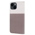 For iPhone 14 Plus Cute Pet Series Color Block Buckle Leather Phone Case(Pale Mauve)