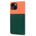 For iPhone 14 Plus Cute Pet Series Color Block Buckle Leather Phone Case(Dark Green)