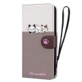For iPhone 14 Cute Pet Series Color Block Buckle Leather Phone Case(Pale Mauve)
