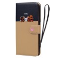 For iPhone 14 Pro Max Cute Pet Series Color Block Buckle Leather Phone Case(Khaki)