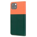 For iPhone 13 Cute Pet Series Color Block Buckle Leather Phone Case(Dark Green)