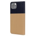 For iPhone 13 mini Cute Pet Series Color Block Buckle Leather Phone Case(Khaki)
