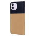 For iPhone 12 mini Cute Pet Series Color Block Buckle Leather Phone Case(Khaki)