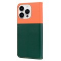 For iPhone 15 Pro Max Cute Pet Series Color Block Buckle Leather Phone Case(Dark Green)