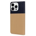 For iPhone 15 Pro Cute Pet Series Color Block Buckle Leather Phone Case(Khaki)