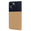 For iPhone 15 Cute Pet Series Color Block Buckle Leather Phone Case(Khaki)