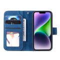 For iPhone 15 Skin Feel Multi-card Wallet Leather Phone Case(Blue)