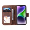 For iPhone 15 Plus Skin Feel Multi-card Wallet Leather Phone Case(Brown)