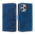 For iPhone 15 Pro Skin Feel Multi-card Wallet Leather Phone Case(Blue)