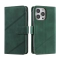 For iPhone 15 Pro Skin Feel Multi-card Wallet Leather Phone Case(Green)