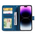 For iPhone 15 Pro Max Skin Feel Multi-card Wallet Leather Phone Case(Blue)