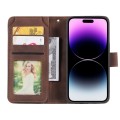 For iPhone 15 Pro Max Skin Feel Multi-card Wallet Leather Phone Case(Brown)
