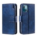 For iPhone 15 Tri-Fold 9-Card Wallets Leather Phone Case(Blue)