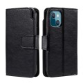 For iPhone 15 Tri-Fold 9-Card Wallets Leather Phone Case(Black)