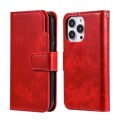 For iPhone 15 Pro Tri-Fold 9-Card Wallets Leather Phone Case(Red)