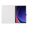 For Samsung Galaxy Tab S9 Litchi Texture Leather Tablet Case with Holder(White)