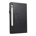 For Samsung Galaxy Tab S9 Ultra Litchi Texture Leather Tablet Case with Holder(Black)