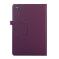 For Samsung Galaxy Tab A9 Litchi Texture Leather Tablet Case with Holder(Purple)