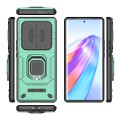 For Honor X40 5G Sliding Camshield TPU + PC Shockproof Phone Case with Holder(Green)