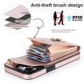 For iPhone 15 Pro Max Ring Holder RFID Card Slot Phone Case(Rose Gold)