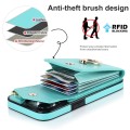 For iPhone 15 Pro Max Ring Holder RFID Card Slot Phone Case(Mint Green)
