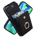 For iPhone 15 Pro Ring Holder RFID Card Slot Phone Case(Black)