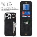 For iPhone 15 Pro Retro Ring and Zipper RFID Card Slot Phone Case(Black)