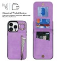 For iPhone 15 Plus Retro Ring and Zipper RFID Card Slot Phone Case(Purple)