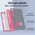 For Samsung Galaxy Tab S9+ Contrast Color Silicone PC Tablet Case with Holder(Grey + Rose Red)