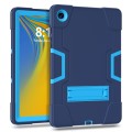 For Samsung Galaxy Tab A9+ Contrast Color Silicone PC Tablet Case with Holder(Navy Blue + Blue)