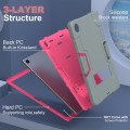 For Samsung Galaxy Tab A9+ Contrast Color Silicone PC Tablet Case with Holder(Grey + Rose Red)