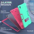 For Samsung Galaxy Tab A9+ Contrast Color Silicone PC Tablet Case with Holder(Mint Green + Rose Red)